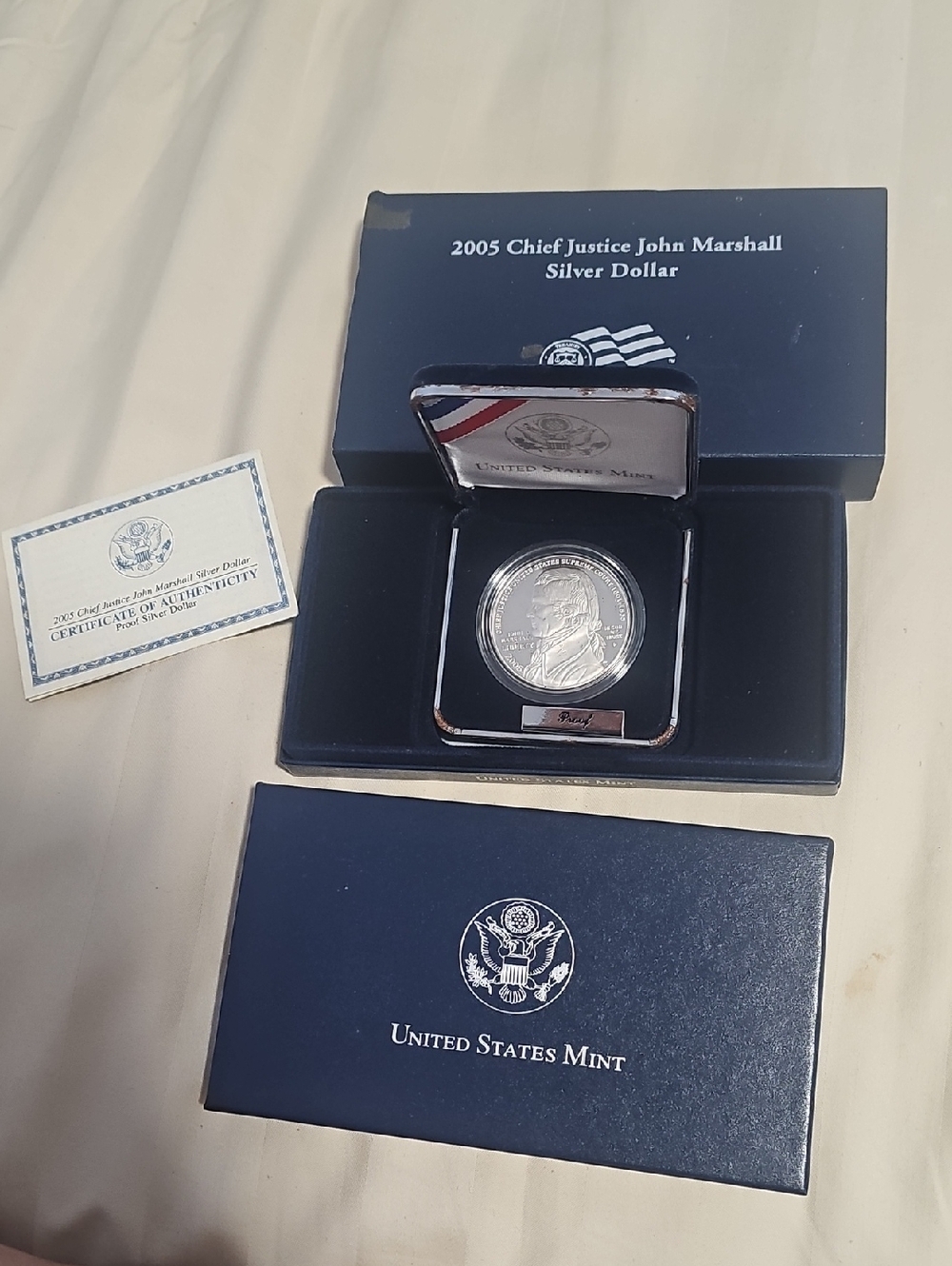 2005 Chief Justice John Marshall Silver Dollar - United States Mint - Blue Case